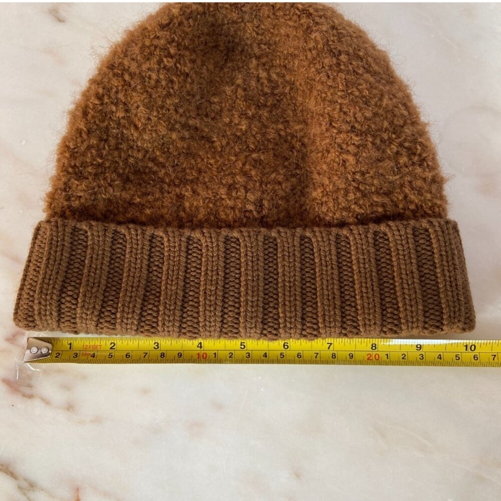 THEORY BOUCLE WOOL BEANIE COCOA BROWN TEDDY BEAR HAT NWT - Picture 3 of 4